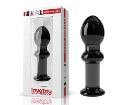 Korek analny szklany Lovetoy Romance czarny 11 cm - 2
