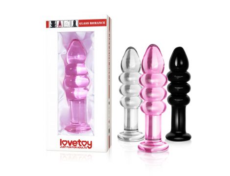 Korek analny szklany Lovetoy Romance czarny 14 cm