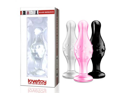 Szklany korek analny Lovetoy Romance czarny 11 cm
