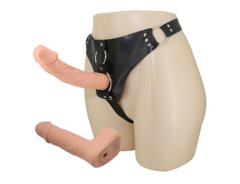 Regulowana uprząż z dwoma realistycznymi dildami Baile Jessica 20cm 13cm - 2