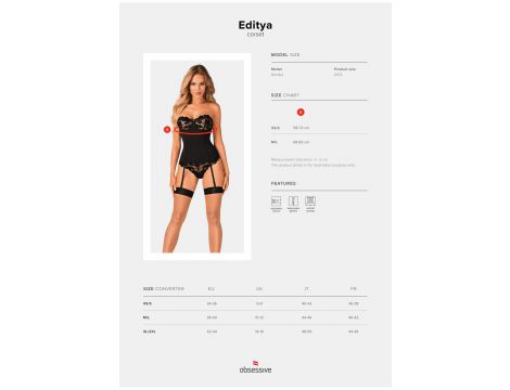 Zmysłowy czarny gorset Editya Obsessive XS/S - 7