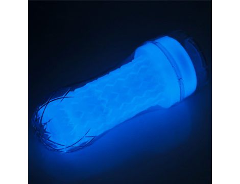 Masturbator żebrowany Lumino Play Lovetoy biały świecący 20 cm - 5