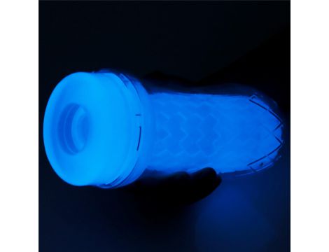Masturbator żebrowany Lumino Play Lovetoy biały świecący 20 cm - 7