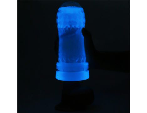 Masturbator żebrowany Lumino Play Lovetoy biały świecący 20 cm - 9