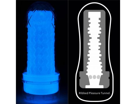 Masturbator żebrowany Lumino Play Lovetoy biały świecący 20 cm - 12