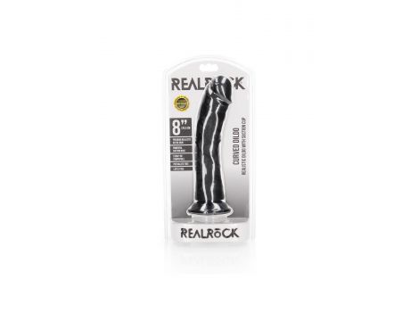 Dildo realistyczne zakrzywione z przyssawką RealRock czarne 20,5 cm