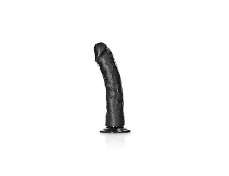 Dildo realistyczne zakrzywione z przyssawką RealRock czarne 20,5 cm - 4