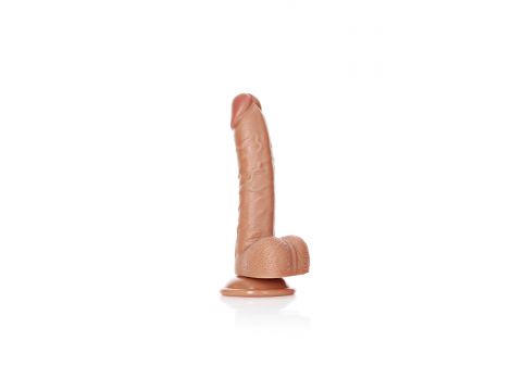Dildo realistyczne zakrzywione z jądrami przyssawka RealRock 18 cm - 4