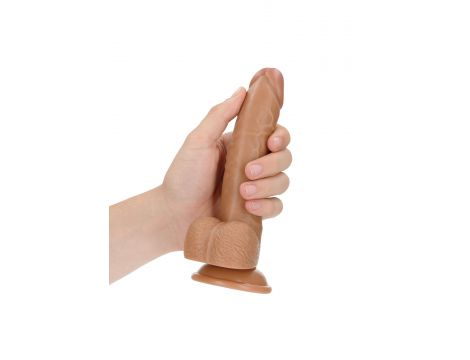 Dildo realistyczne zakrzywione z jądrami przyssawka RealRock 18 cm - 6