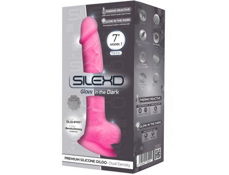 Dildo realistyczne fosforyzujące Silexd różowe 17,5 cm - 3