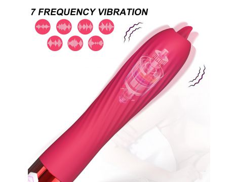 Wibrator silikonowy z ruchomym języczkiem ogrzewany B Series Fox USB - 2