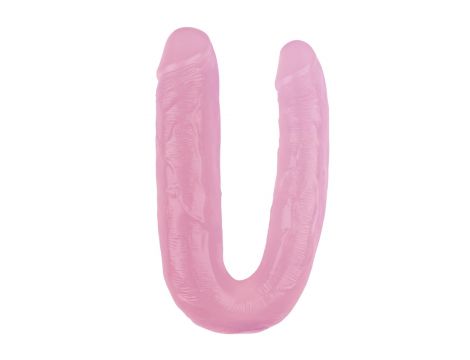 Dildo podwójne HI Rubber różowe 22 5 cm - 2