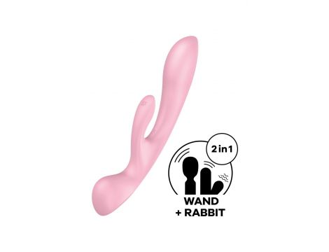 Wibrator króliczek Satisfyer Triple Oh różowy z 3 silnikami USB - 2