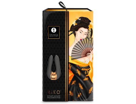 Wibrator podwójny Shunga Aiko silikonowy czarny USB 11 cm - 3