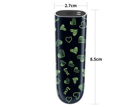 Mini wibrator Lovetoy serce świecący w ciemności ładowalny zielony 8cm - 2