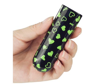 Mini wibrator Lovetoy serce świecący w ciemności ładowalny zielony 8cm - 9