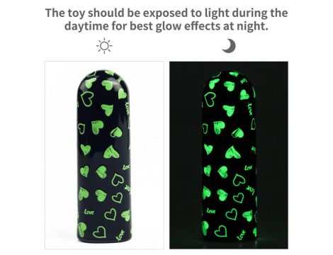 Mini wibrator Lovetoy serce świecący w ciemności ładowalny zielony 8cm - 18