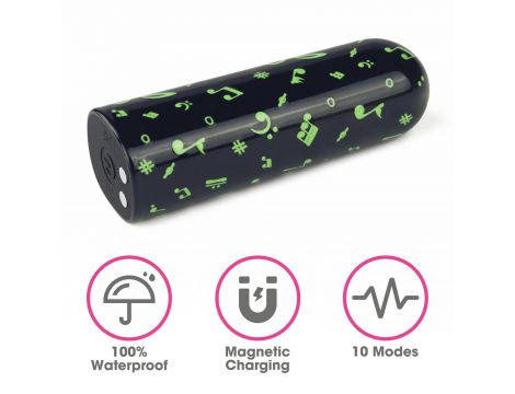 Mini wibrator ładowalny świecący w ciemności Lovetoy zielony 8 cm - 3