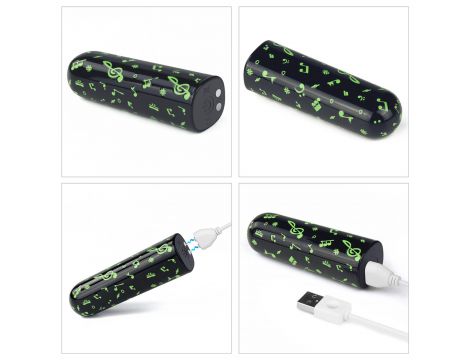 Mini wibrator ładowalny świecący w ciemności Lovetoy zielony 8 cm - 19