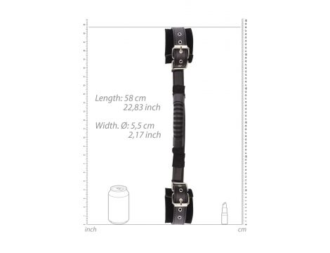 Kajdanki skórzane z uchwytem Ouch! z futrem - 4