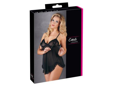 Babydoll z falbankami Cottelli Lingerie czarny 2XL