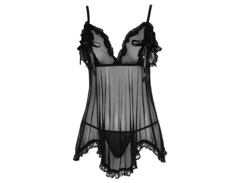 Babydoll z falbankami Cottelli Lingerie czarny 2XL - 6