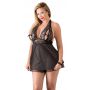 Babydoll koronkowy Cottelli CURVES czarny 3XL - 3