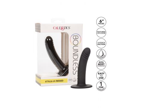 Dildo analne silikonowe Boundless prążkowane czarne 15 cm - 6