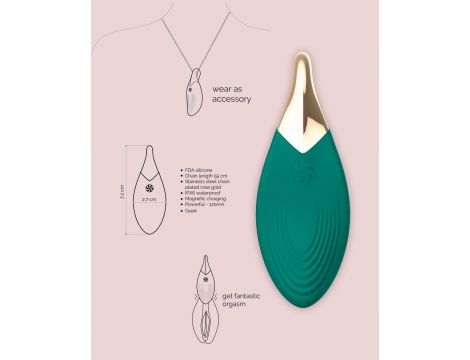 Mini wibrator naszyjnik Liberty Leaf zielony silikonowy - 2