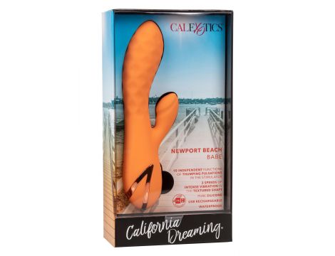 Wibrator króliczek Calexotics Newport Beach Babe pomarańczowy USB 21.5 cm - 2