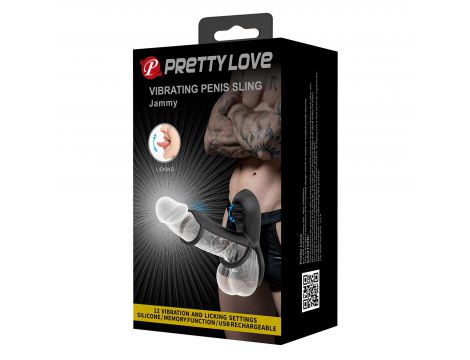 Silikonowa wibrująca nakładka na penisa z lizaniem Pretty Love Jammy - 11
