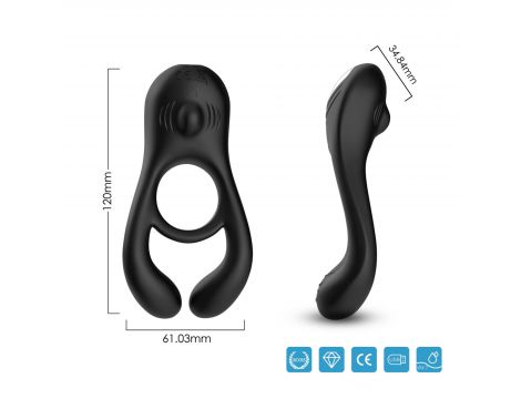Pierścień erekcyjny wibrujący Veyron czarny 9 trybów USB silikonowy - 8