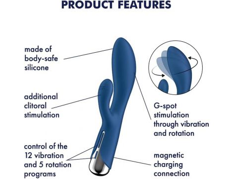 Satisfyer Wirujący Królik 1 Niebieski - 3