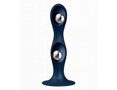 Dildo analne silikonowe Satisfyer Double BallR granatowe - 3