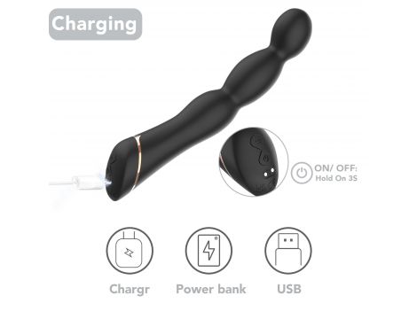 Wibrator analny Laband Black silikonowy 9 funkcji USB 21 cm - 6
