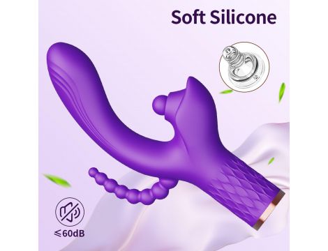 Wibrator Patty silikonowy stymulator łechtaczki z wypustką analną USB - 7