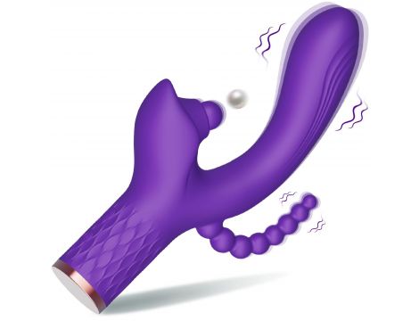Wibrator Patty silikonowy stymulator łechtaczki z wypustką analną USB - 13