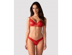 Komplet bielizny Obsessive Aliosa czerwony koronkowy 2XL/3XL