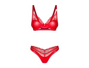 Komplet bielizny Obsessive Aliosa czerwony S/M