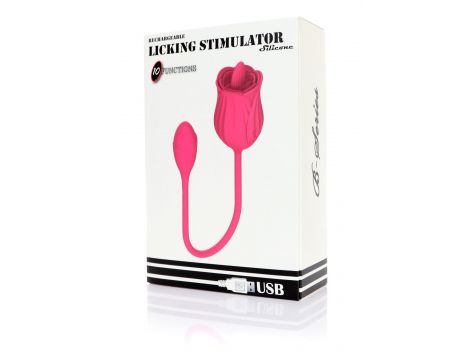 Stymulator liżący z wibrującym jajkiem silikonowy USB B Series Magic - 4