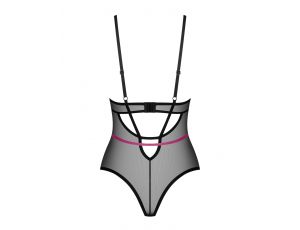 Body Obsessive Novenes czarne transparentne z fioletowymi paskami XS/S
