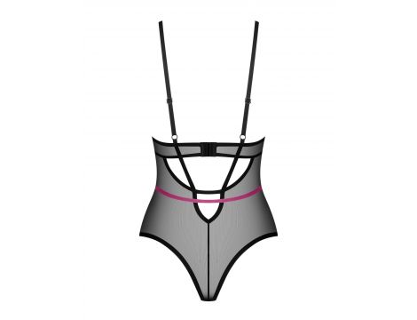 Body Obsessive Novenes czarne transparentne z fioletowymi paskami XS/S