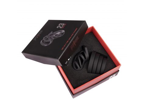 Pas cnoty silikonowy ManCage Model 23 czarny 6,5 cm - 4