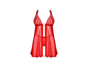 Koronkowe babydoll i stringi Elianes Obsessive czerwone XS/S