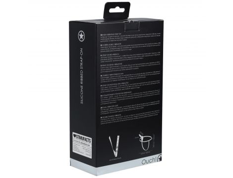 Strap on silikonowy żebrowany Ouch regulowany czarny 15 cm - 4