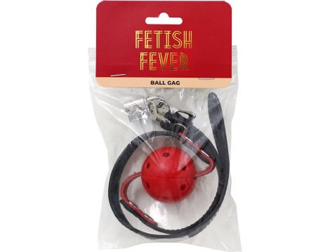 Knebel kulkowy Fetish Fever czerwony regulowany - 2