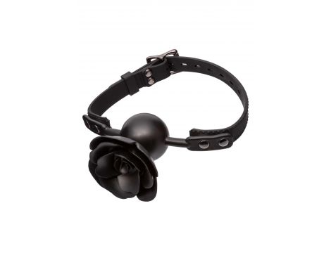 Knebel kulkowy z zdejmowaną różą Calexotics czarny silikonowy 4,5 cm - 2