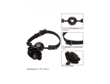 Knebel kulkowy z zdejmowaną różą Calexotics czarny silikonowy 4,5 cm - 10