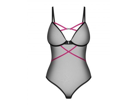 Body erotyczne Novenes Obsessive czarne z cyrkoniami XL 2XL - 2