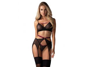 Komplet bielizny Obsessive Novenes czarny M/L